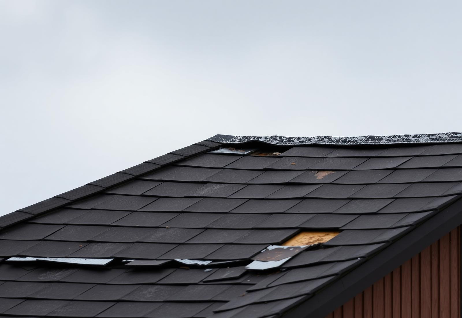 Hail-damaged shingle roof